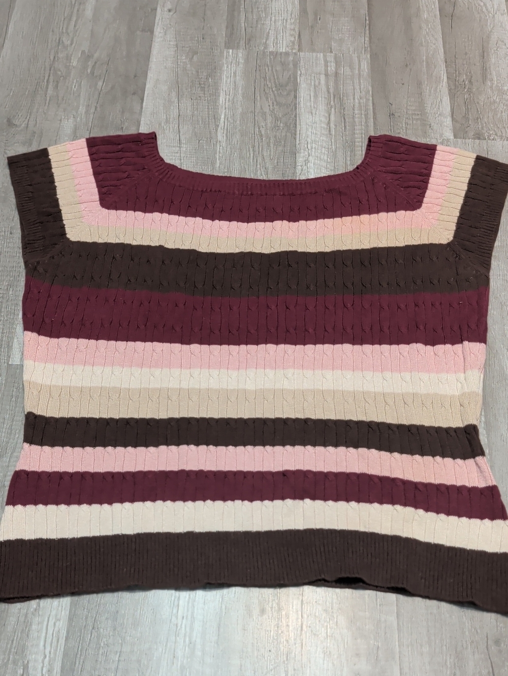 Maurices Striped Scoop-Neck Sweater in Burgundy, Pink & Brown